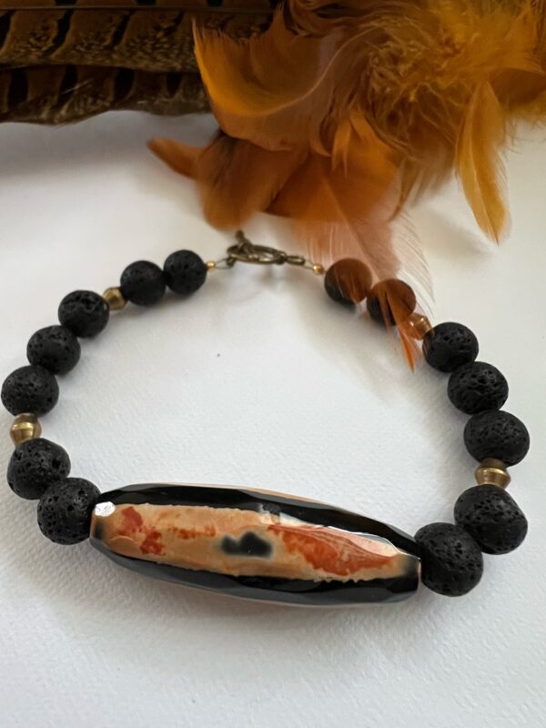 Black-and-Orange-Agate-with-Lava-Rock-and-Brass-Bracelet-GD20B278
