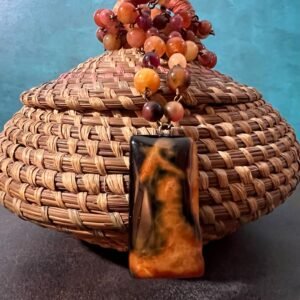 GD23N712 Brown and Black Agate Pendant With Jade and Fire Agate necklace (4)