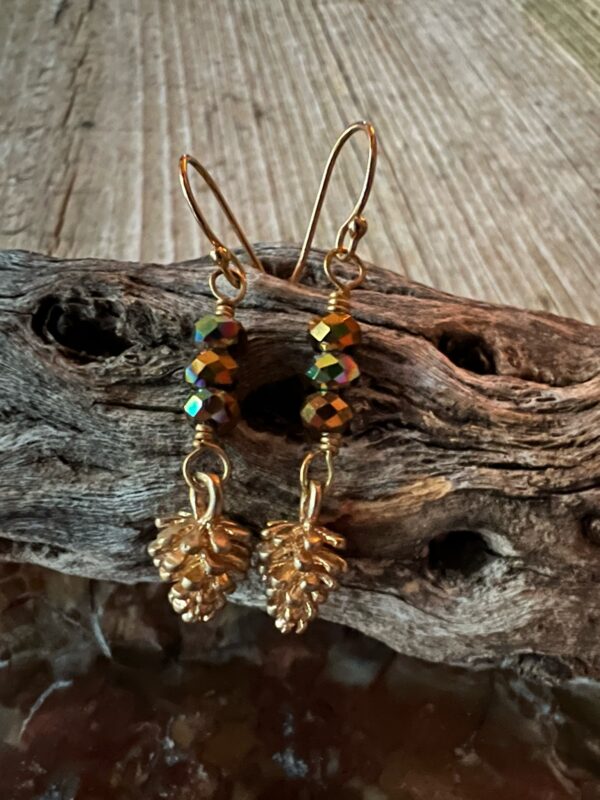 Gold-Pinecone-Charm-Earrings