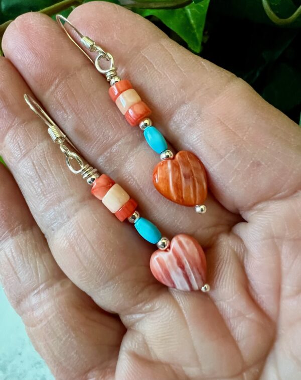 Spiny-Oyster-Heart-Earrings-Coral-Heishe-Turquoise