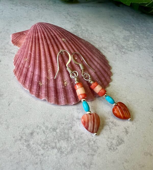 Spiny-Oyster-Heart-Earrings-with-Coral-Heishe-and-Turquoise-Graff-Designs