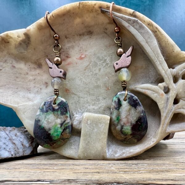 Parrot Wing Chrysocolla Earrings - Image 3