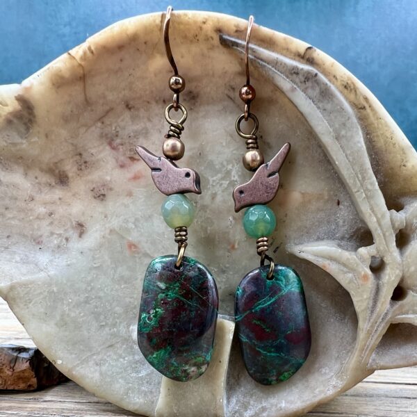 Parrot Wing Chrysocolla Earrings