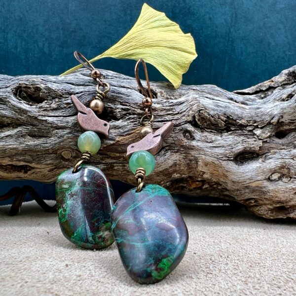 Parrot Wing Chrysocolla Earrings - Image 5