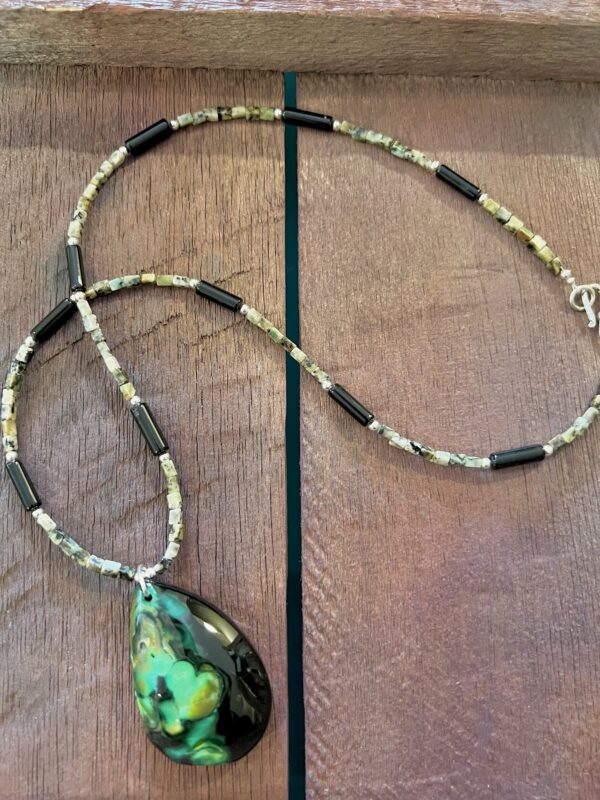 Agate African Turquoise Black Jasper Necklace