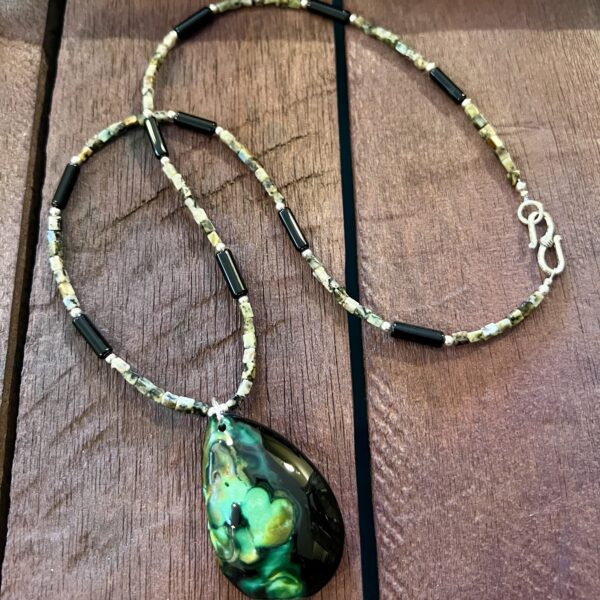 Agate African Turquoise Black Jasper Necklace - Image 4