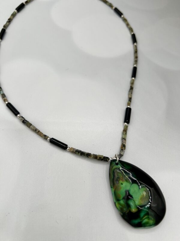 Agate African Turquoise Black Jasper Necklace - Image 2
