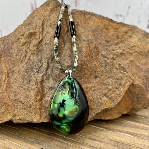 Agate African Turquoise Black Jasper Necklace - Image 3